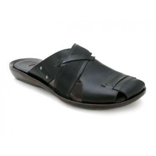 Bacco Bucci "Teemu" Black Genuine Soft Italian Calfskin Sandals